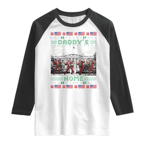 Christmas Trump Raglan Shirt Daddy's Home TS02 White Black Print Your Wear