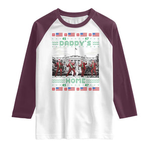 Christmas Trump Raglan Shirt Daddy's Home TS02 White Maroon Print Your Wear