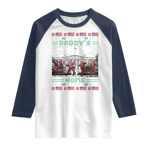 Christmas Trump Raglan Shirt Daddy's Home TS02 White Navy Print Your Wear