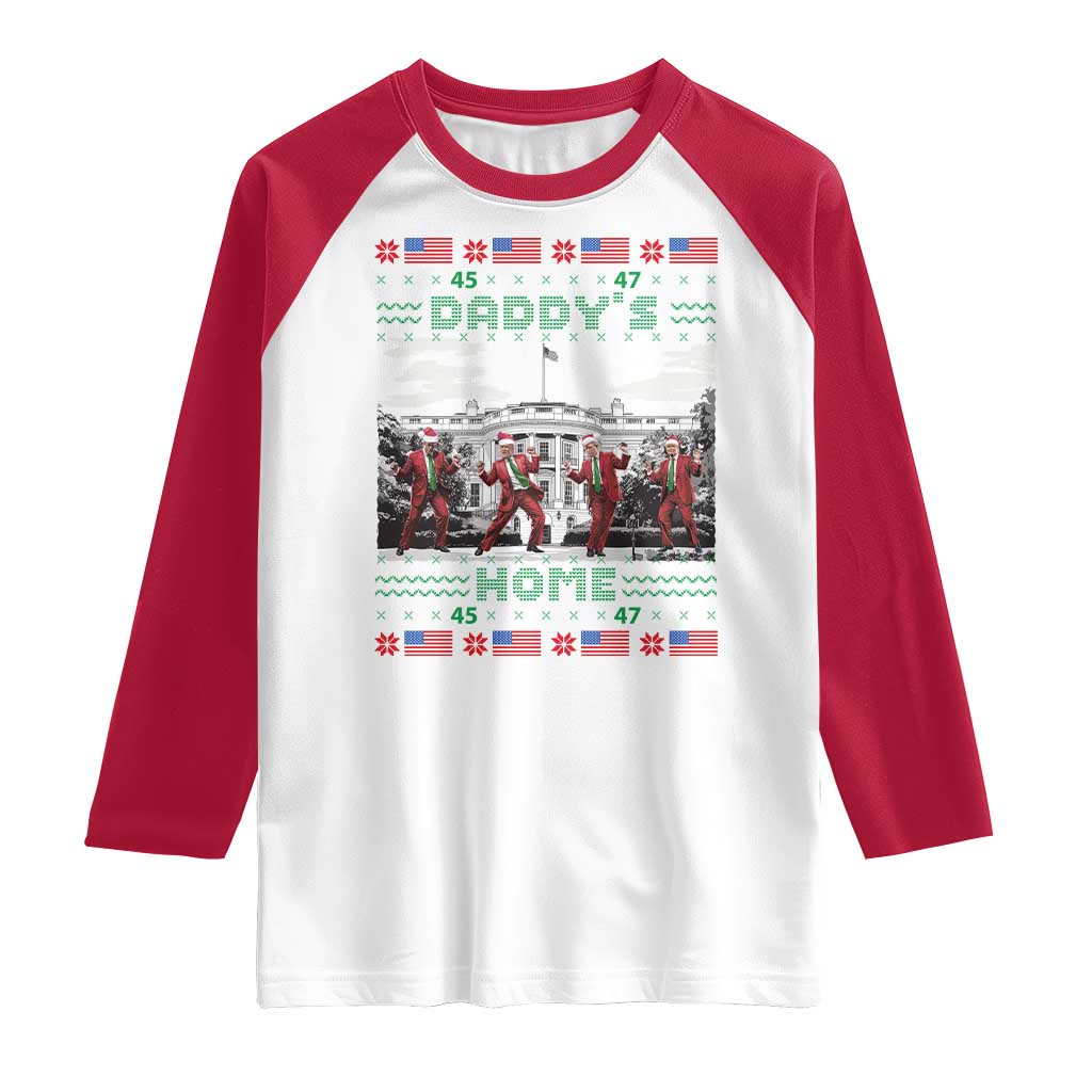 Christmas Trump Raglan Shirt Daddy's Home TS02 White Red Print Your Wear