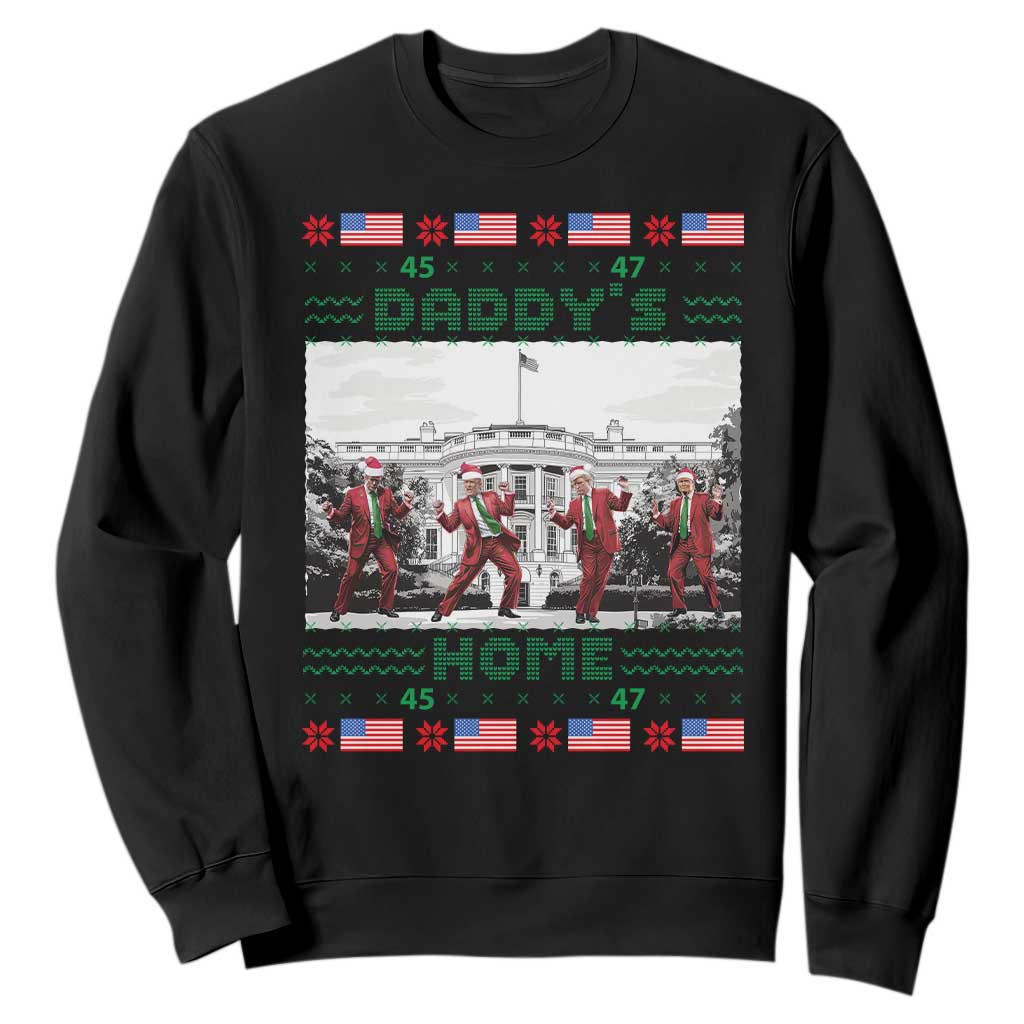 Christmas Trump Sweatshirt Daddy's Home TS02 Black Print Your Wear