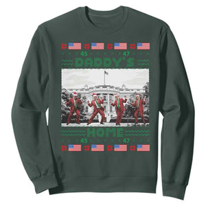 Christmas Trump Sweatshirt Daddy's Home TS02 Dark Forest Green Print Your Wear