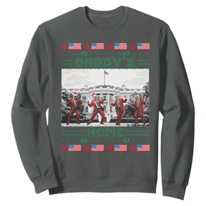 Christmas Trump Sweatshirt Daddy's Home TS02 Dark Heather Print Your Wear