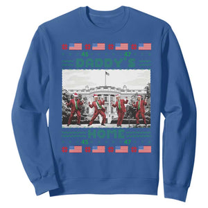 Christmas Trump Sweatshirt Daddy's Home TS02 Royal Blue Print Your Wear