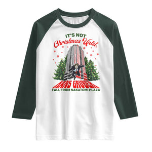 Nakatomi Plaza 1988 Raglan Shirt It's Not Christmas Until Hans Gruber Fall Xmas Party TS02 White Dark Forest Green Print Your Wear