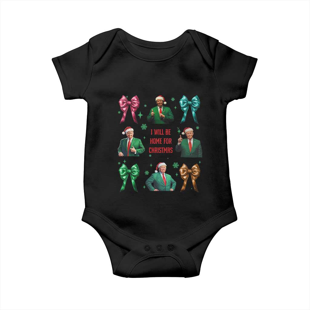 Christmas Trump Baby Onesie I'll Be Home For Xmas Coquette Bow TS02 Black Print Your Wear