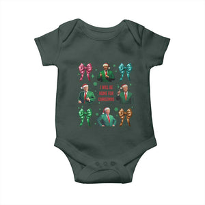 Christmas Trump Baby Onesie I'll Be Home For Xmas Coquette Bow TS02 Dark Forest Green Print Your Wear