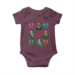 Christmas Trump Baby Onesie I'll Be Home For Xmas Coquette Bow TS02 Maroon Print Your Wear