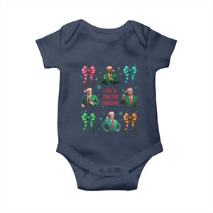 Christmas Trump Baby Onesie I'll Be Home For Xmas Coquette Bow TS02 Navy Print Your Wear