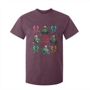 Christmas Trump T Shirt For Kid I'll Be Home For Xmas Coquette Bow TS02 Maroon Print Your Wear