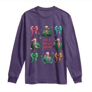 Christmas Trump Long Sleeve Shirt I'll Be Home For Xmas Coquette Bow TS02 Purple Print Your Wear