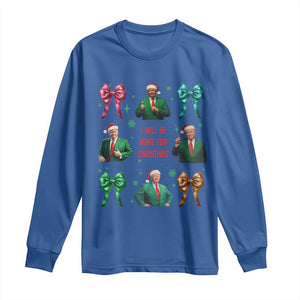 Christmas Trump Long Sleeve Shirt I'll Be Home For Xmas Coquette Bow TS02 Royal Blue Print Your Wear