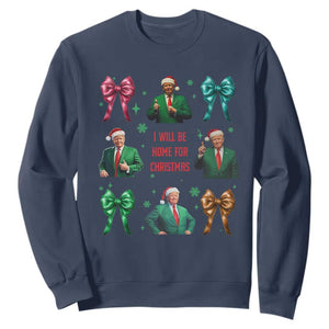 Christmas Trump Sweatshirt I'll Be Home For Xmas Coquette Bow TS02 Navy Print Your Wear