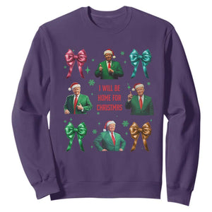 Christmas Trump Sweatshirt I'll Be Home For Xmas Coquette Bow TS02 Purple Print Your Wear