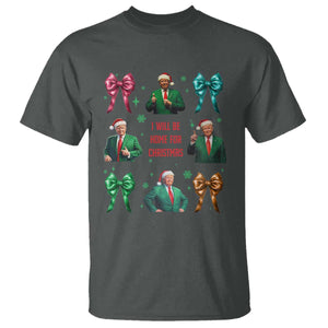 Christmas Trump T Shirt I'll Be Home For Xmas Coquette Bow TS02 Dark Heather Print Your Wear