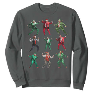 Christmas Trump Dance Sweatshirt Viral President Dancing Retro Vintage TS02 Dark Heather Print Your Wear