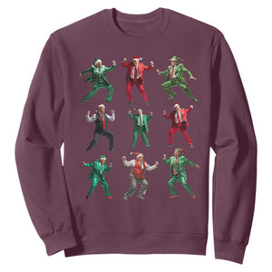 Christmas Trump Dance Sweatshirt Viral President Dancing Retro Vintage TS02 Maroon Print Your Wear