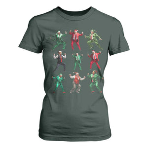 Christmas Trump Dance T Shirt For Women Viral President Dancing Retro Vintage TS02 Dark Forest Green Print Your Wear