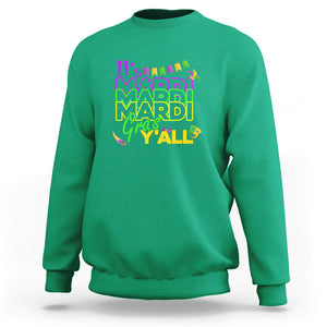 It's Mardi Gras Y'all Sweatshirt Shrove Tuesday Beads Blings Costume TS02 Irish Green Printyourwear