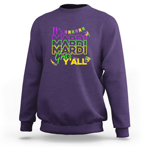 It's Mardi Gras Y'all Sweatshirt Shrove Tuesday Beads Blings Costume TS02 Purple Printyourwear