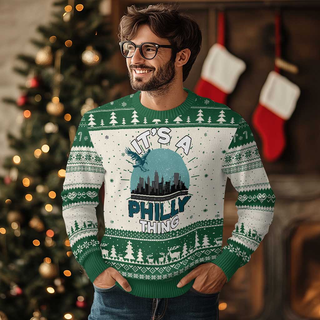 Philadelphia Spirit Knit Sweatshirt It's A Philly Thing TS02 Green Print Your Wear