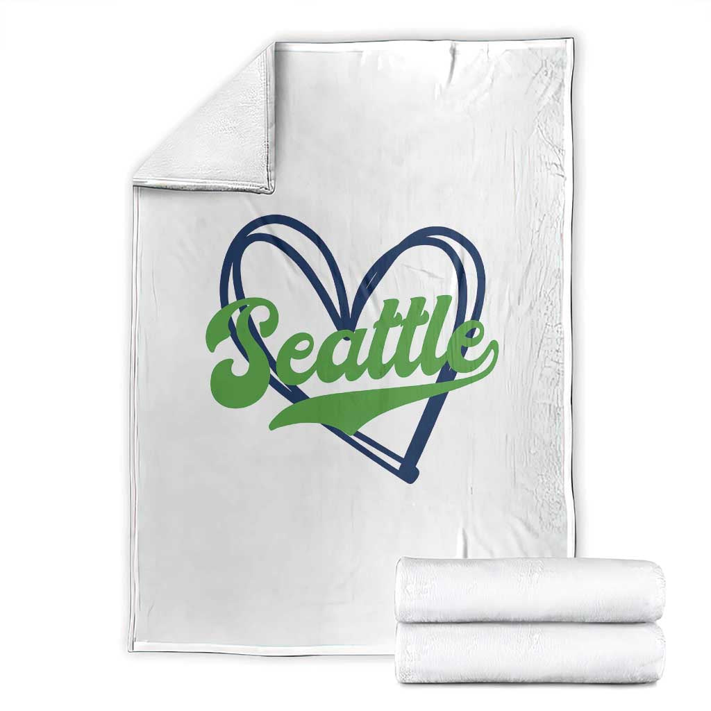 Seattle Heart Blue and Green Game Day Sports Fan Throw Blanket TS02 White Print Your Wear
