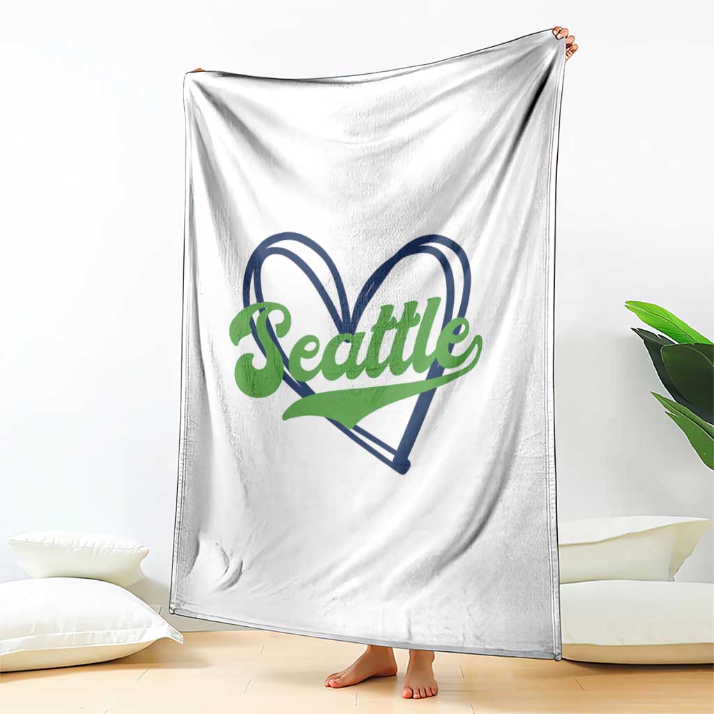 Seattle Heart Blue and Green Game Day Sports Fan Throw Blanket TS02 Print Your Wear
