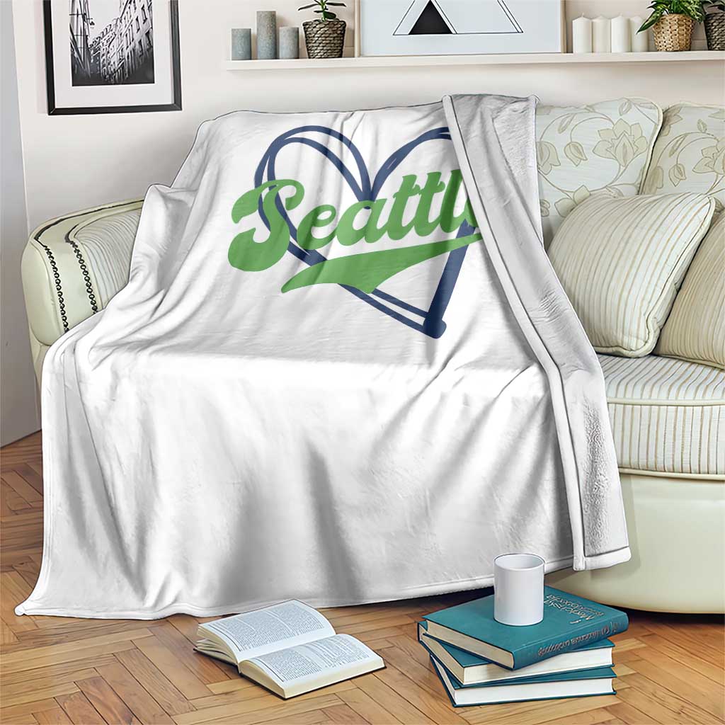 Seattle Heart Blue and Green Game Day Sports Fan Throw Blanket TS02 Print Your Wear