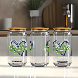 Seattle Heart Blue and Green Game Day Sports Fan Glass Can TS02 Print Your Wear