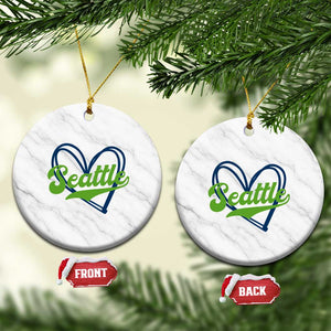 Seattle Heart Blue and Green Game Day Sports Fan Ceramic Ornament TS02 1pc White Marble Print Your Wear