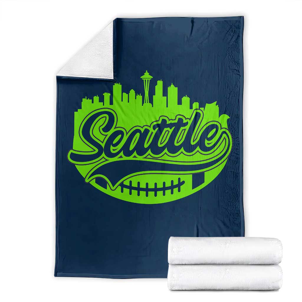 Seattle Pride Skyline Football Lover Throw Blanket Game Day Sports Fan TS02 Navy Print Your Wear