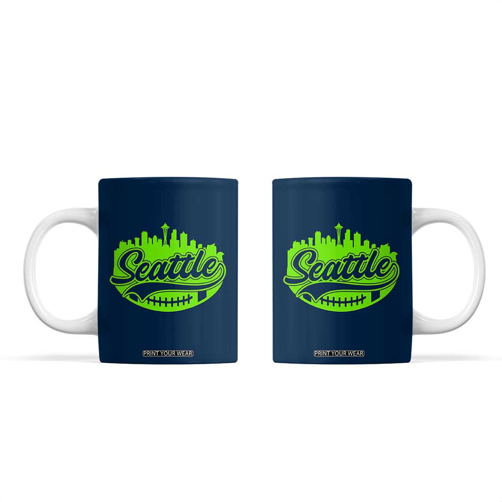 Seattle Pride Skyline Football Lover Coffee Mug Game Day Sports Fan TS02 Navy Print Your Wear