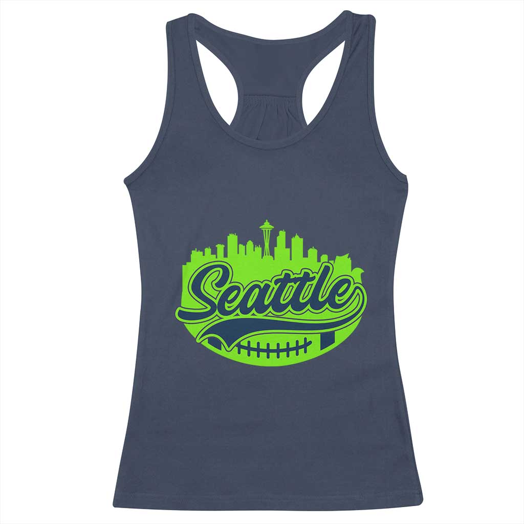 Seattle Pride Skyline Football Lover Racerback Tank Top Game Day Sports Fan TS02 Navy Print Your Wear