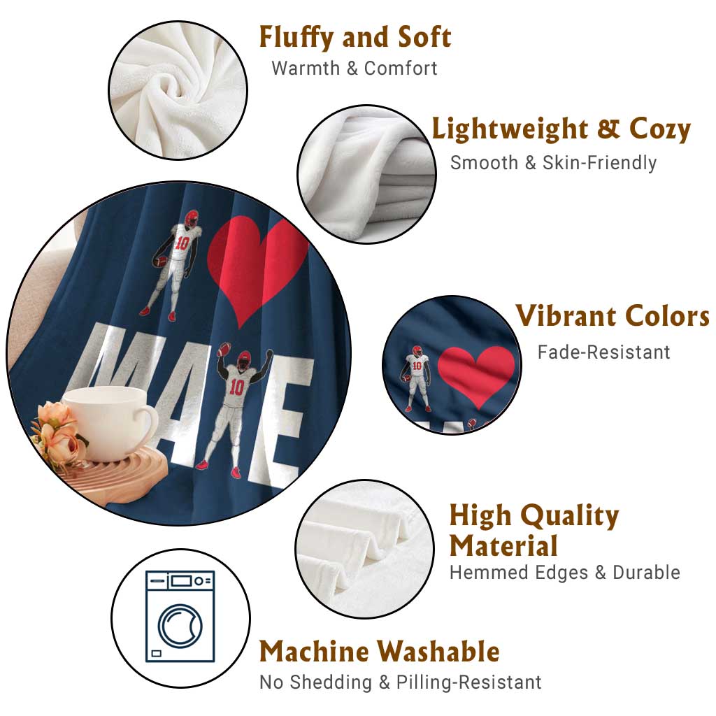 I Love Maye Red Heart Throw Blanket Football Fan Celebration TS02 Print Your Wear
