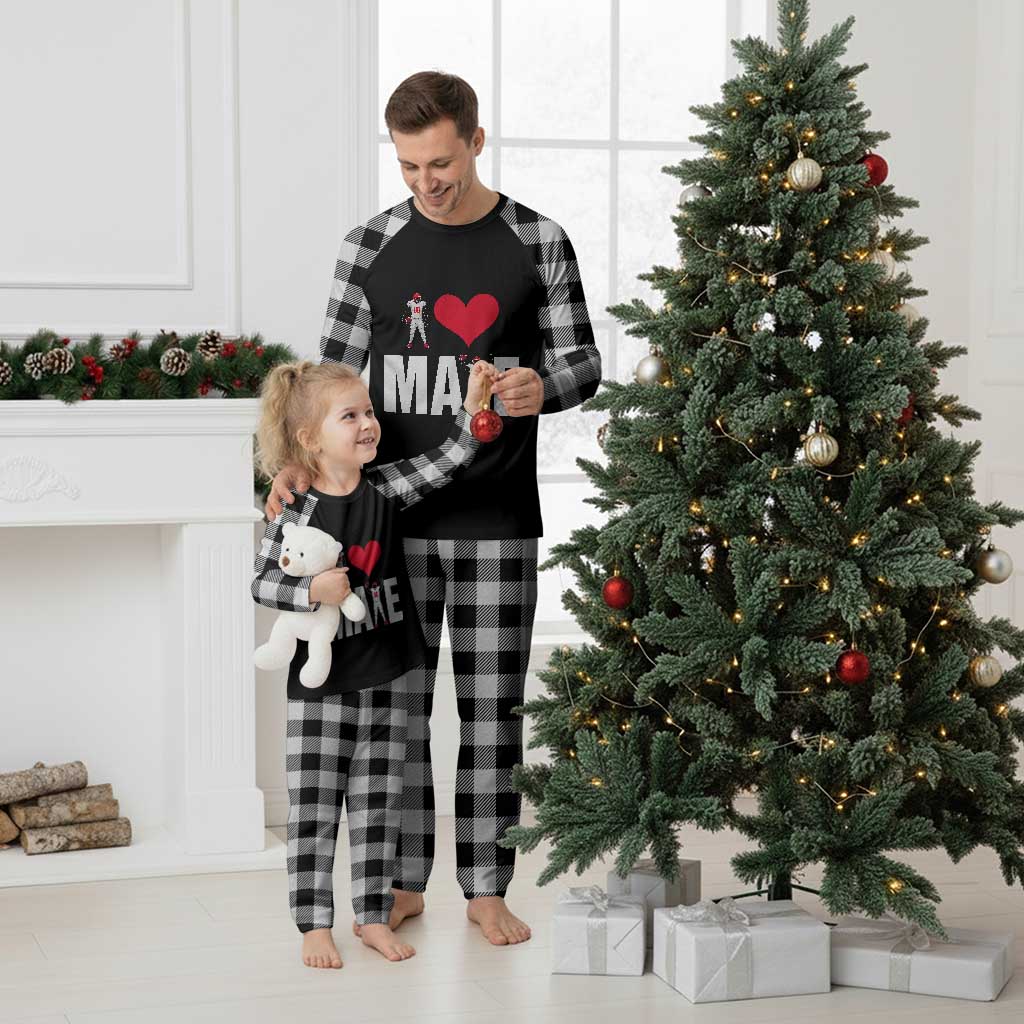 I Love Maye Red Heart Plaid Pajama Set Football Fan Celebration TS02 White Plaid Print Your Wear