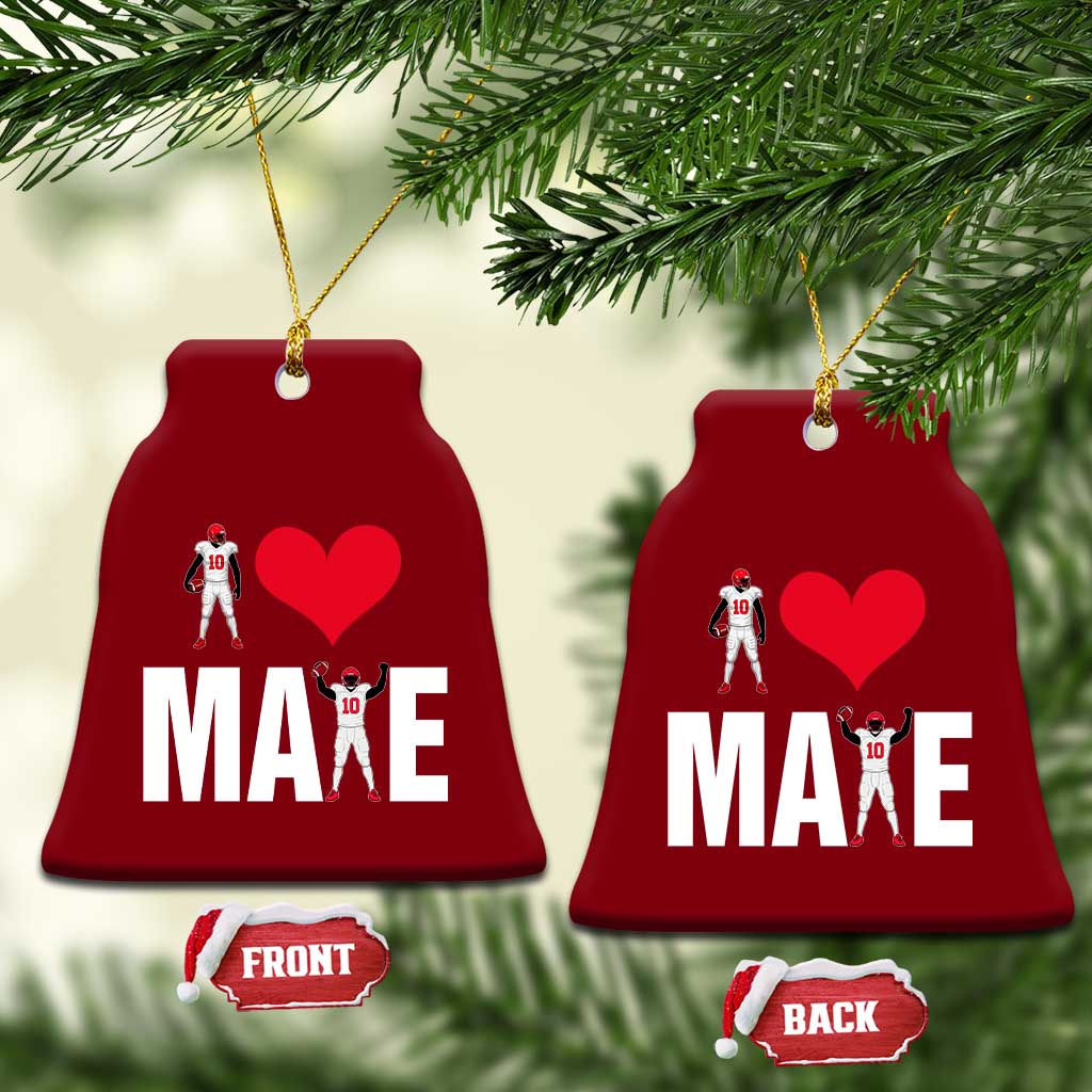 I Love Maye Red Heart Ceramic Ornament Football Fan Celebration TS02 Print Your Wear