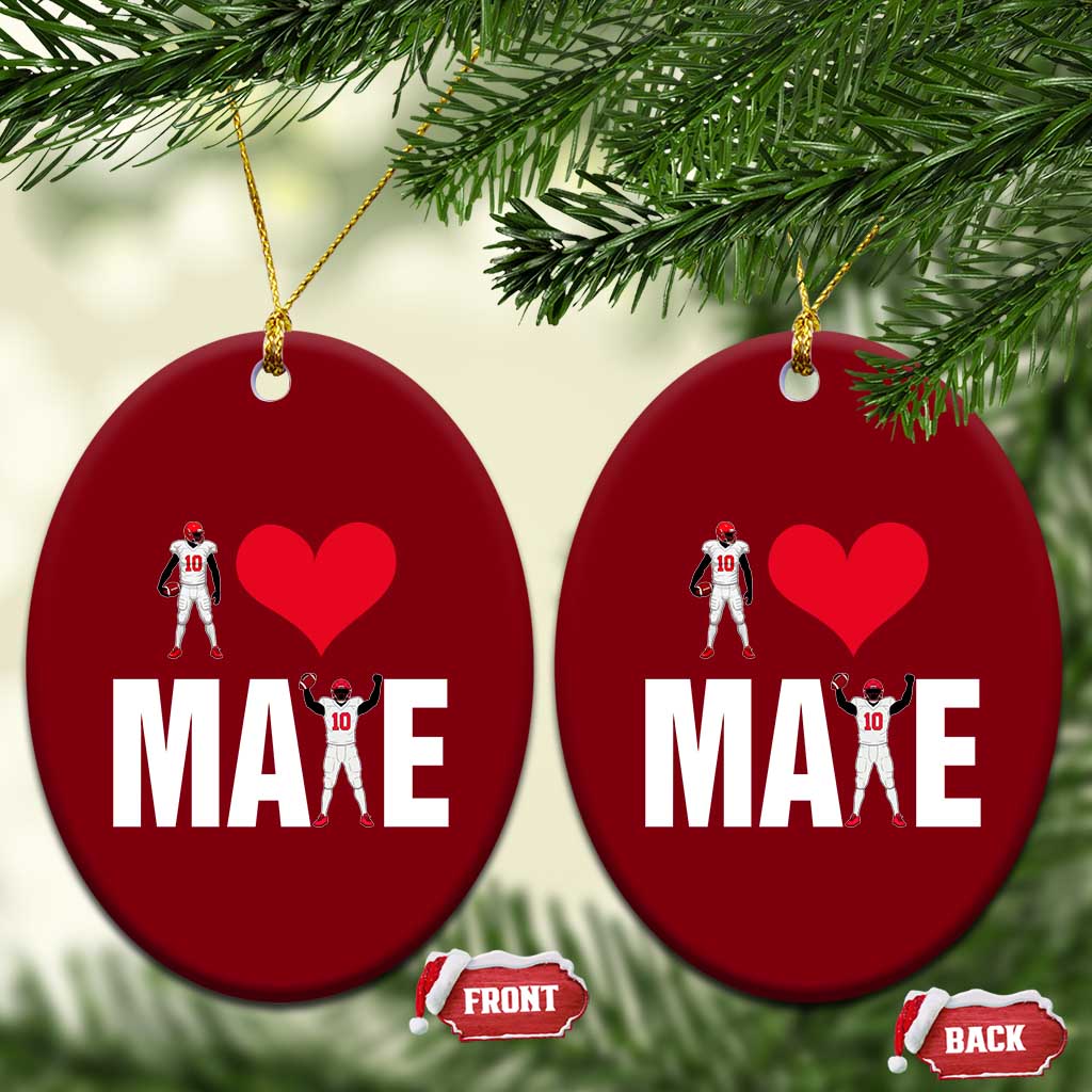 I Love Maye Red Heart Ceramic Ornament Football Fan Celebration TS02 Print Your Wear
