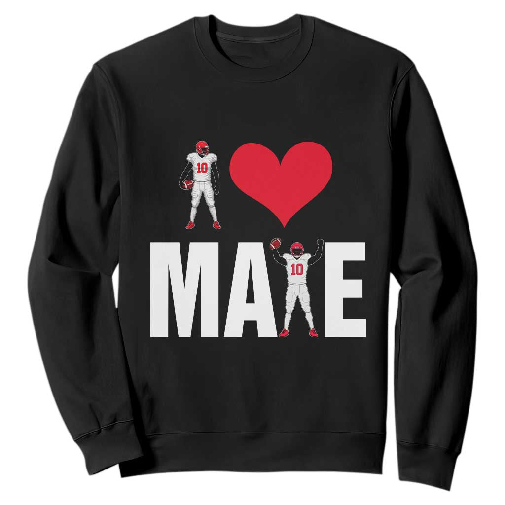 I Love Maye Red Heart Sweatshirt Football Fan Celebration TS02 Black Print Your Wear