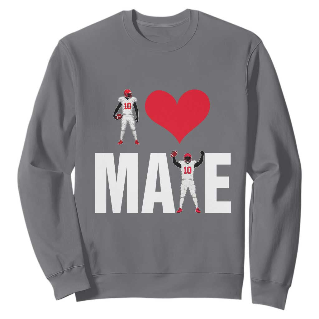 I Love Maye Red Heart Sweatshirt Football Fan Celebration TS02 Charcoal Print Your Wear
