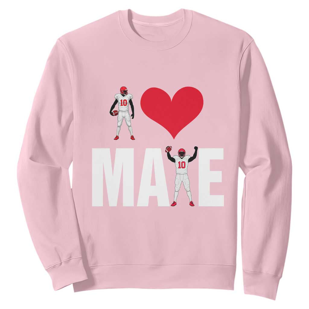 I Love Maye Red Heart Sweatshirt Football Fan Celebration TS02 Light Pink Print Your Wear