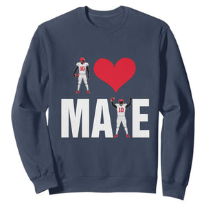 I Love Maye Red Heart Sweatshirt Football Fan Celebration TS02 Navy Print Your Wear