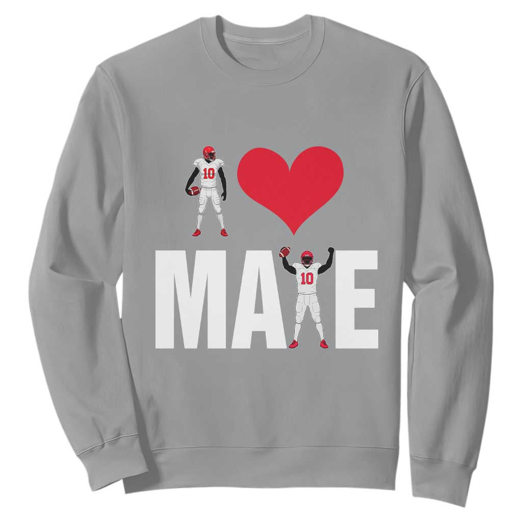 I Love Maye Red Heart Sweatshirt Football Fan Celebration TS02 Sport Gray Print Your Wear