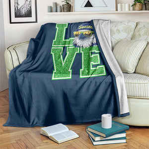 Seattle LOVE Hawk Graphic Throw Blanket Blue and Green Game Day Sports Fan TS02 Print Your Wear