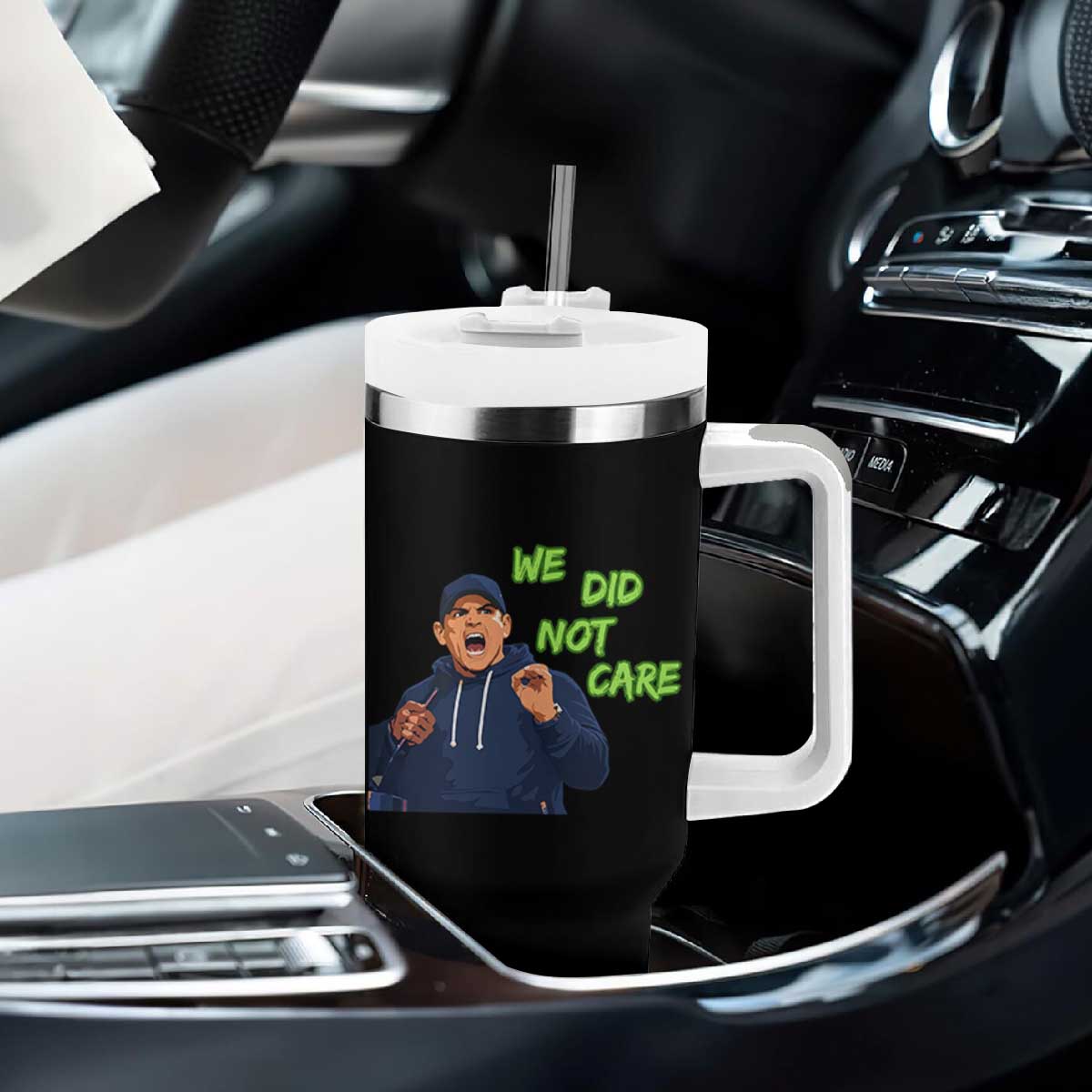 We Did Not Care Funny Hype Coach Tumbler With Handle Blunt Post-Game Comment TS02 Print Your Wear