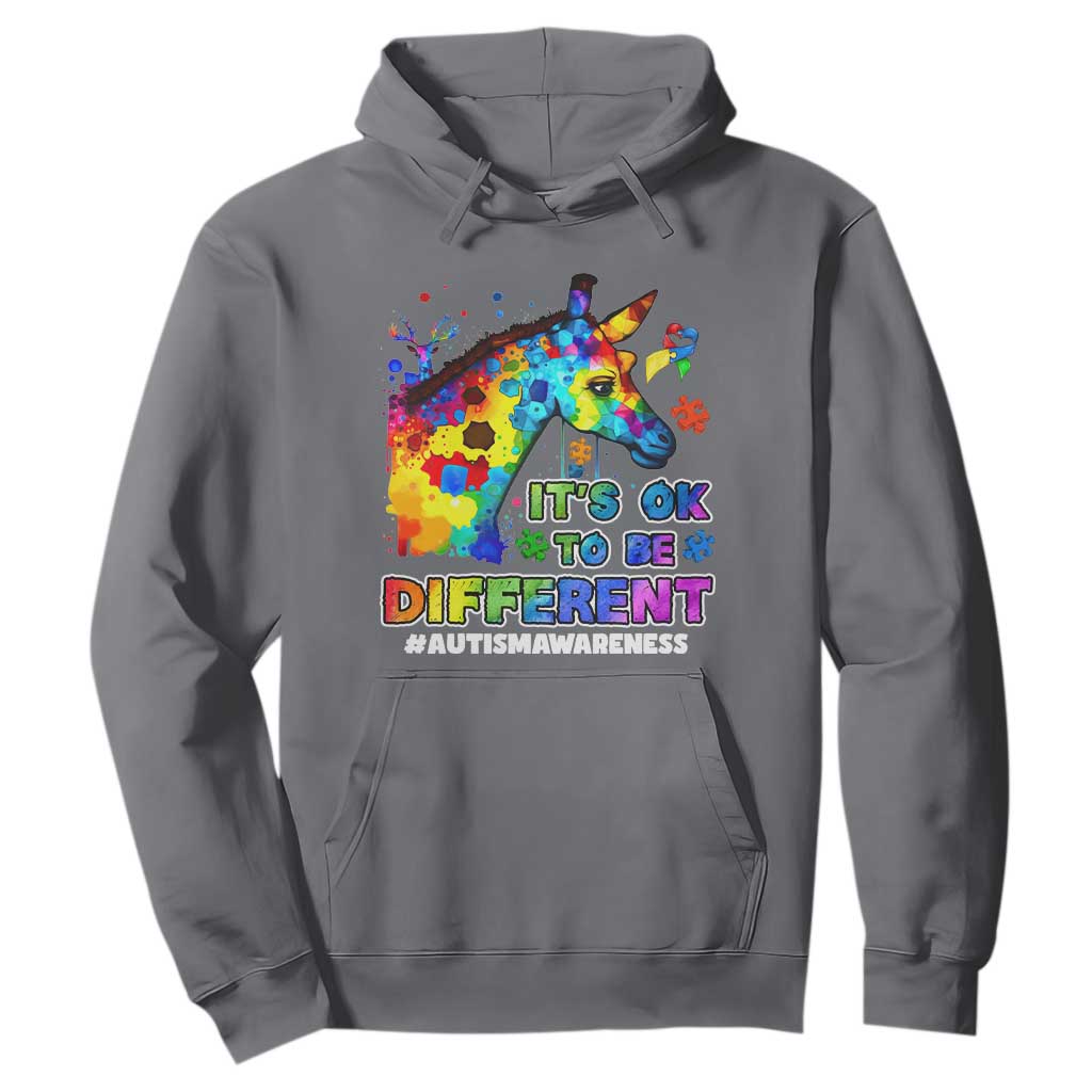 Giraffe Autism Awareness Hoodie It's Ok To Be Different Support Autistic TS02 Charcoal Printyourwear