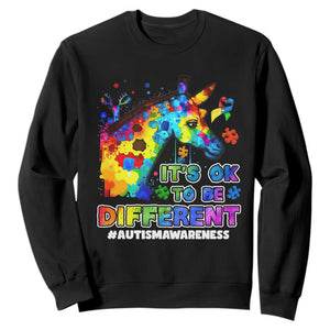 Giraffe Autism Awareness Sweatshirt It's Ok To Be Different Support Autistic TS02 Black Printyourwear