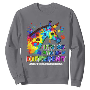 Giraffe Autism Awareness Sweatshirt It's Ok To Be Different Support Autistic TS02 Charcoal Printyourwear