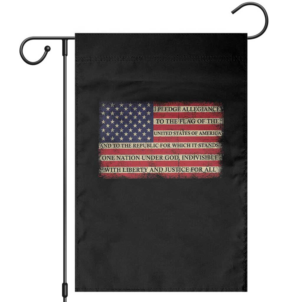 Pledge of Allegiance USA Flag Vintage Patriotic Graphic Garden Flag One Nation Under God Liberty and Justice for All TS02 Black Print Your Wear