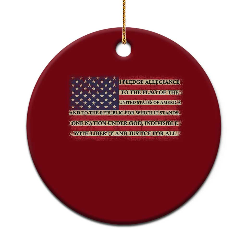 Pledge of Allegiance USA Flag Vintage Patriotic Graphic Ceramic Ornament One Nation Under God Liberty and Justice for All TS02 1pc Red Print Your Wear