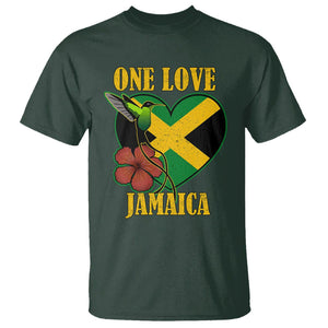 One Love Jamaica Flag Jamaican Caribbean Love Jamaica Reggae T Shirt TS02 Dark Forest Green Printyourwear